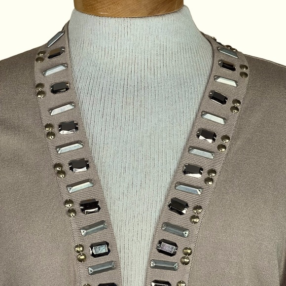Cache Twin Set Tan Knit Bolero Shrug & Matching Tube Top With Rhinestone… - Picture 9 of 16
